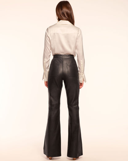 Theodora Leather High-Rise Wide Leg Pant