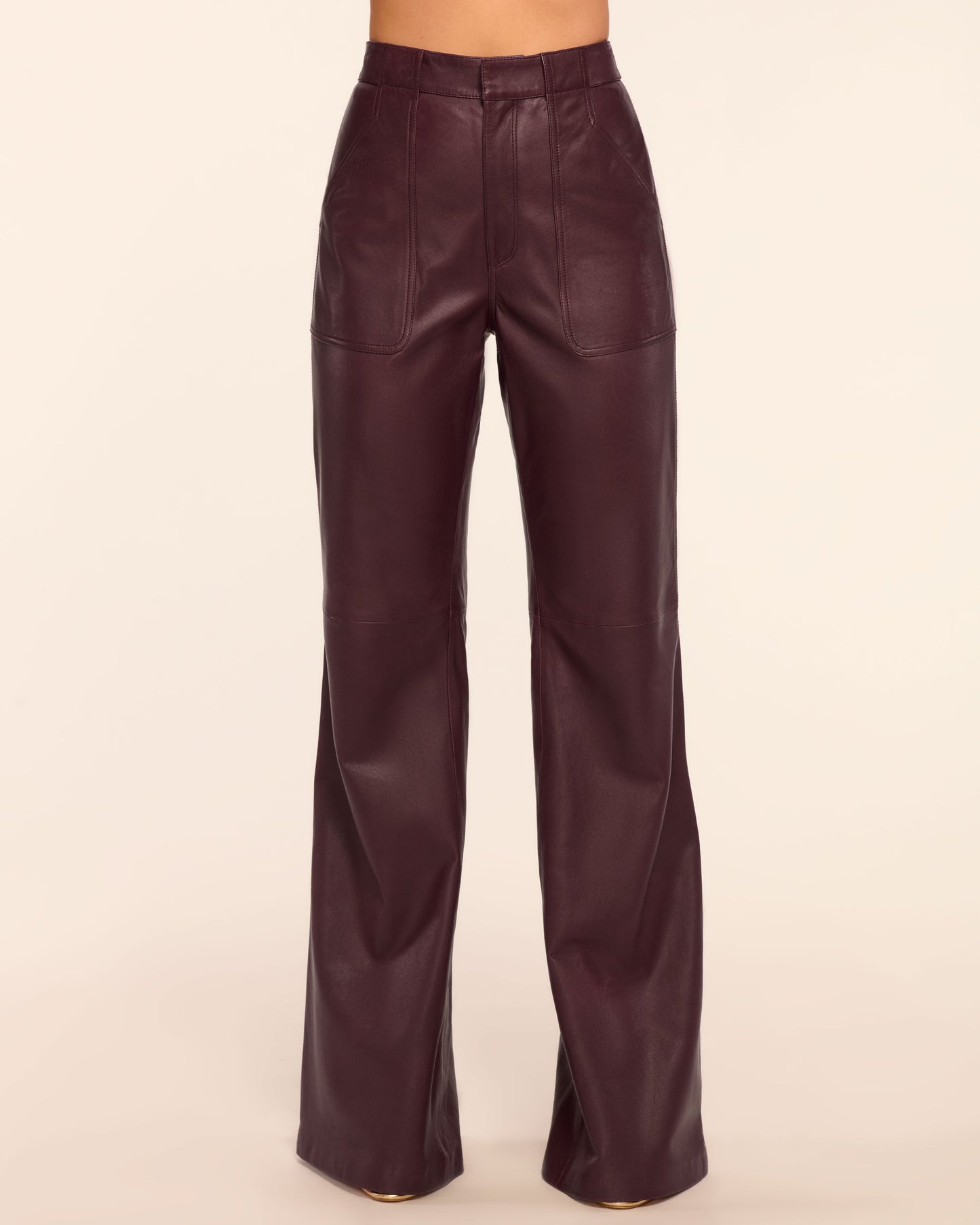 Theodora Leather High-Rise Wide Leg Pant | BLACKBERRY
