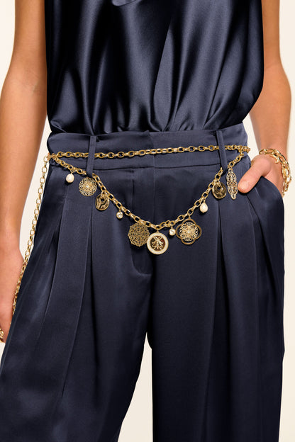 Oscar Pleated Wide Leg Pant | NAVY
