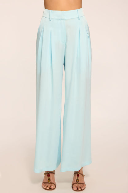 Oscar Pleated Wide Leg Pant | BLUE BREEZE