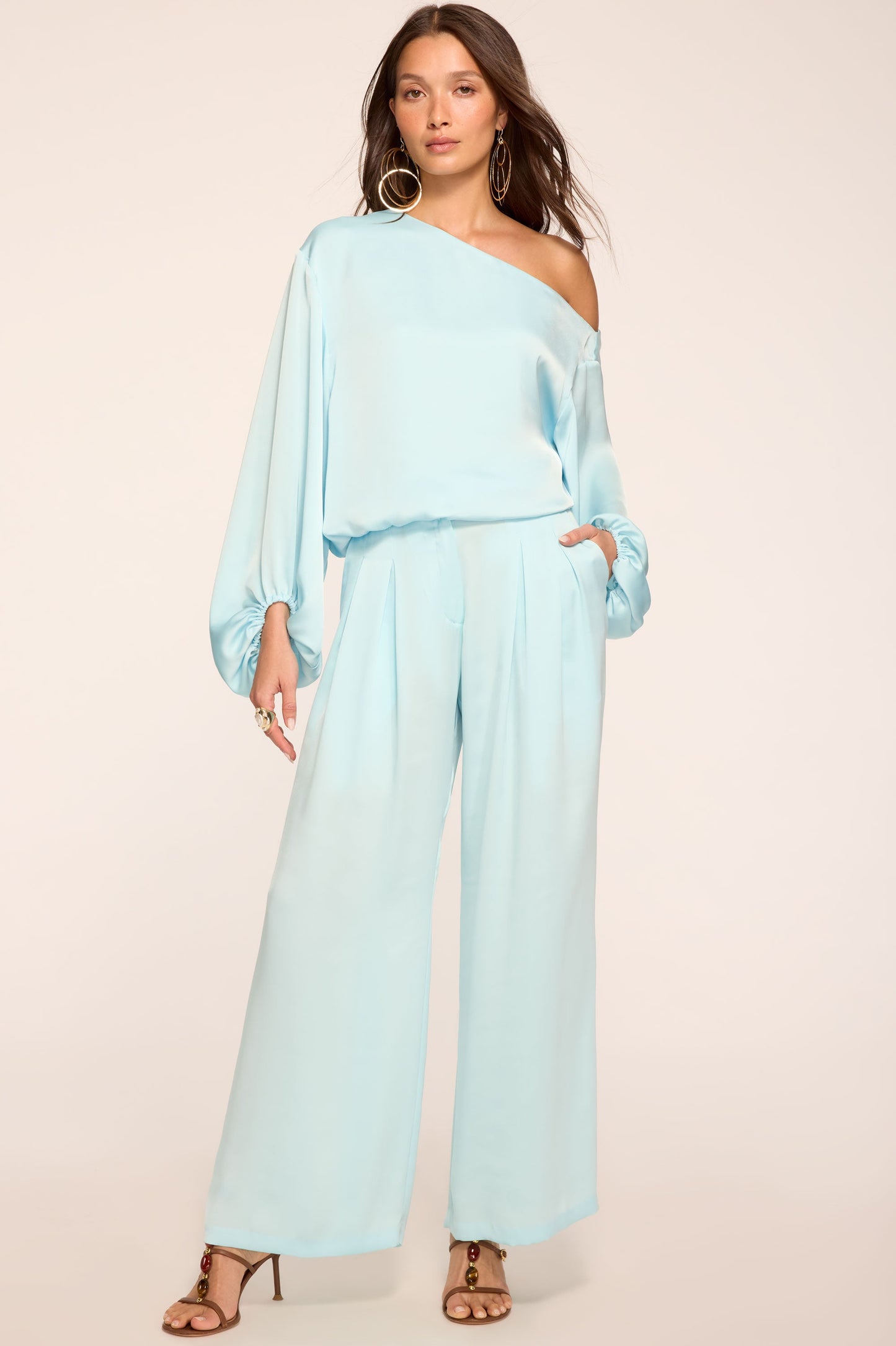 Oscar Pleated Wide Leg Pant | BLUE BREEZE