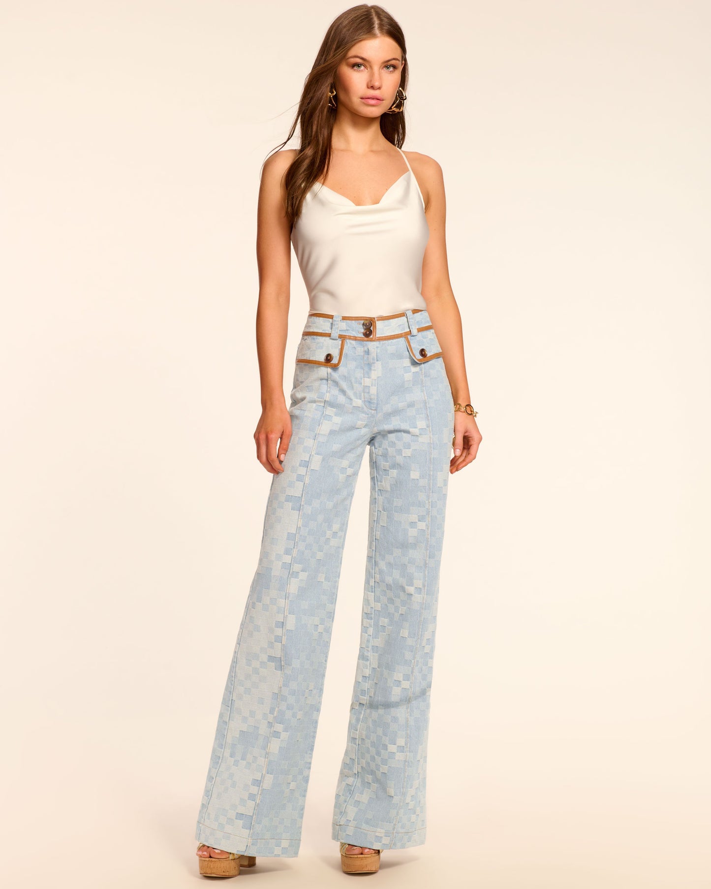 Paula High Waisted Checkered Jean