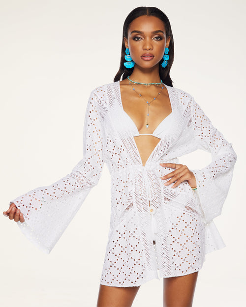 Simona Coverup Mini Dress | WHITE